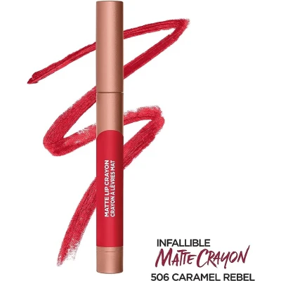 Afbeelding van L&#039;Oréal Matte Lip Crayon Lipstick 506 Caramel Rebel