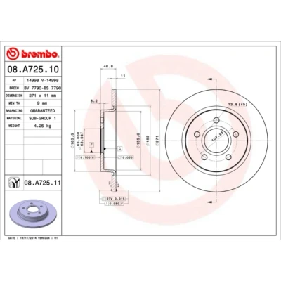 Afbeelding van Brembo Remschijf 08.A725.10