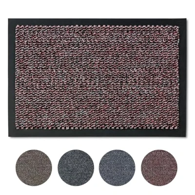 Afbeelding van deurmat 40x60 cm voor binnen sneldrogende antislip afritsbaar rood effen