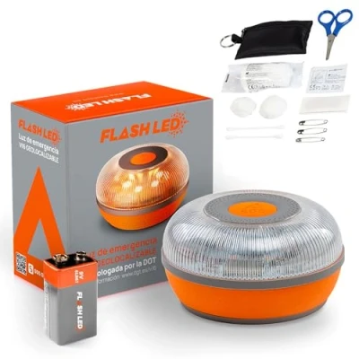 Afbeelding van FLASH LED SOS noodlicht V16 aangesloten, DGT 3.0 verplicht, SIM en dataservice inclusief tot 2038, magneetvoet, waterdicht stofdicht IP54 + mini primer hulpset