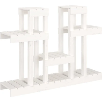 Afbeelding van vidaXL Plantenstandaard wit 104,5x25x77,5 cm massief grenenhout
