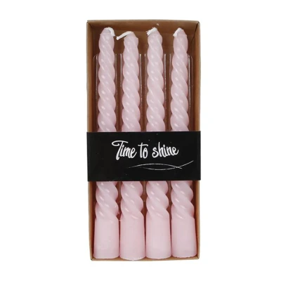 Afbeelding van Kaarsen en kandelaars Tafelkaars Twist Set van 4 Stuks Stijlvol Gedraaid Design