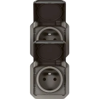 Afbeelding van Legrand plexo 2v contactdoos pa 2p a voorbedraad verticaal ip55 ik08 antraciet 069843l