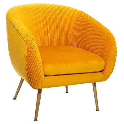 Afbeelding van Atmosphera ATM 166596E Stoel, velours, H 78 cm, Solaro, polyester, mosterd, cm