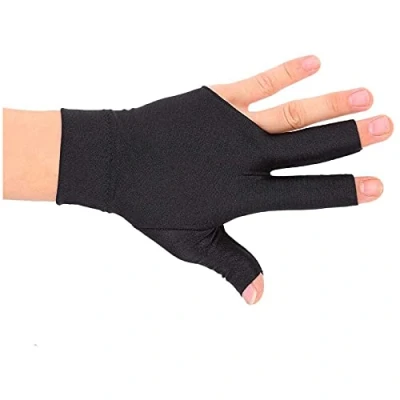 Afbeelding van Akozon Snooker handschoen, linkerhand open drievingers spandex handschoen biljart cue zwembadhandschoenen