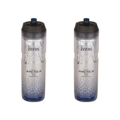 Afbeelding van ZEFAL Arctica 75 Fietsfles, 2 stuks, 750 ml, thermosfles, geurloos en waterdicht, sportfles, BPA vrij, zilver/blauw