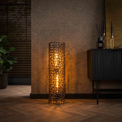 Afbeelding van Fraaai Boyd vloerlamp Ø25 cm weaver cylinder L zwart nikkel Metaal