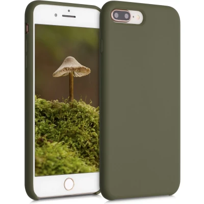 Afbeelding van kwmobile telefoonhoesje geschikt voor Apple iPhone 7 Plus / 8 Hoesje met siliconen coating Smartphone case in donker olijfgroen