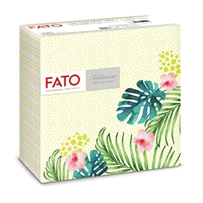 Afbeelding van Fato Droogpapieren servetten, airlaid, stoflook, verpakking met 50 formaat 40 x cm, 4 voudig gevouwen, tropisch decor