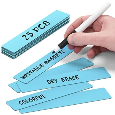 Afbeelding van 25 Whiteboard Magneten Balk 15 x 2,5 cm Blauw Herschrijfbaar