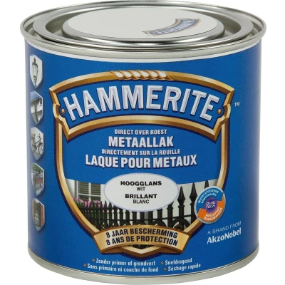 Afbeelding van Hammerite Metaallak Hoogglans Wit 0,25 L