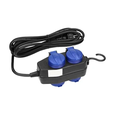 Afbeelding van Miratic Werkplaatsverlengkabel, Spatwaterdicht IP44 Stekkerdoos 4 Stopcontacten (2+2) 2P+Z (Schuko) Rubberen Kabel, H05RR F 3x1, 5, Lengte 5m Extension Cord