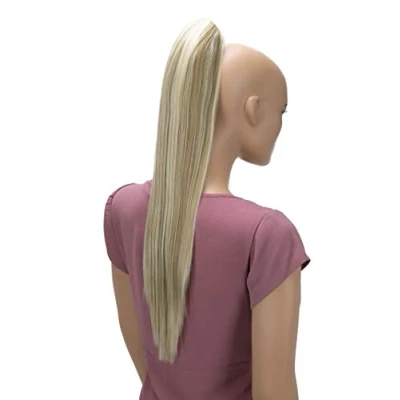 Afbeelding van CAISHA 60cm Pruik Vlecht Paardenstaart Haarextensies Glad Natuurlijk Blond Met Highlights H638
