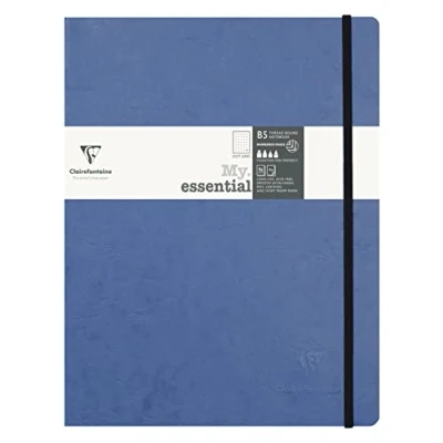 Afbeelding van Clairefontaine 794434C Collectie Age Bag Elastisch Gebonden Notitieboek My.Essential Blauw B5 19x25cm 192 Genummerde Pagina&#039;s met stippen Ivoor Papier 90g Glanzende Lederen Korrel Karton Cover
