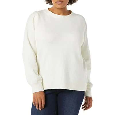 Afbeelding van Amazon Essentials Women&#039;s Zacht aanvoelende trui met ronde hals en plooien op de schouders, Ivoor, S