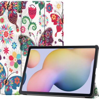 Afbeelding van Tablet hoes geschikt voor Samsung Galaxy Tab S7 Plus (2020) Tri Fold Book Case Vlinders