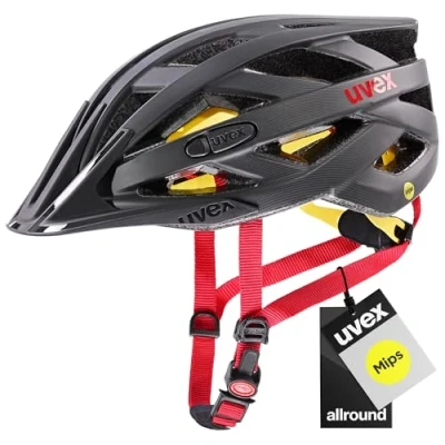 Afbeelding van uvex i vo cc MIPS lichte allround helm voor dames en heren systeem uitbreidbaar met led licht titan red matt 56 60 cm