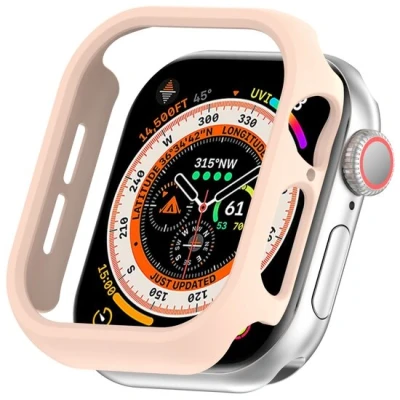 Afbeelding van By Qubix Hard case 42mm (open front) Lichtroze Geschikt voor Apple Watch (series 10) hoesje screenprotector Bescherming iWatch Bescherm