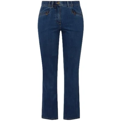 Afbeelding van Ulla Popken Dames grote maten plus size jeans Mony, conische pijpen, zakken met ritssluiting Blue Denim 31 808812902 31, Blauwe jeansstof., 56W x 30L