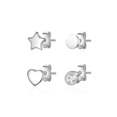 Afbeelding van Lulu &amp; Jane 2ER SET Modesch Oorbellen, Dames, Maat: One Size, Silber