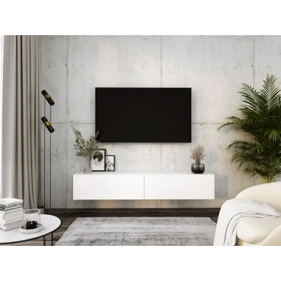 Afbeelding van 3E 3xE living.com Hangende tv kast modern design A: Breedte: 170 cm. Hoogte: 34 Diepte: 32 lowboard, meubel hangend, mat wit.