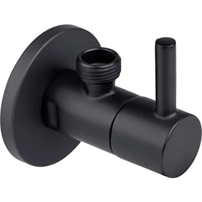 Afbeelding van Cornat Design hoekventiel 1/2 inch AG wandaansluiting 3/8 kraanaansluiting met handvat messing zwart/hoekregelventiel / T3170051