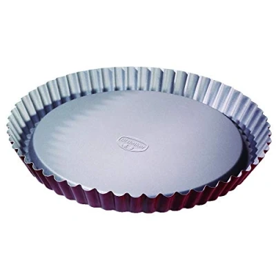 Afbeelding van Dr. Oetker Fruitcakevorm Ø 28 cm, bakvorm voor fruittaarten, ronde cakevorm van staal met tweekleurige antiaanbaklaag (kleur: grijs/rood), hoeveelheid: 1 stuk