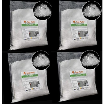 Afbeelding van Tecno Prodist, vezels 12 mm voor beton, mortel of gips polypropyleen (Pp) versterking en sterkte, voorkomt scheurvorming homogene verspreiding van het mengsel (4 zakken 500 g)