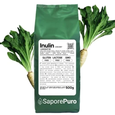 Afbeelding van SaporePuro INULINE poeder 500 gr LANGE KETTING Prebiotische plantenvezel uit cichoreiwortels