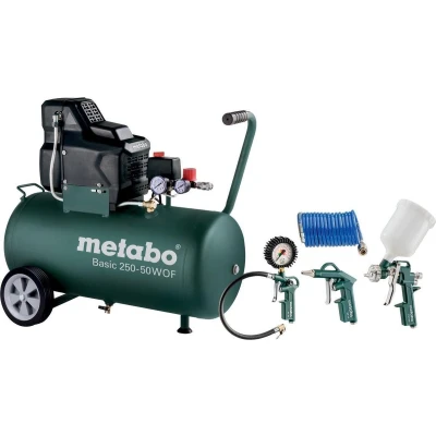 Afbeelding van Metabo Basic 250 50 W OF Set Compressor + LPZ 4 Toebehorenset 1500W 8 Bar 50L 100 L/min