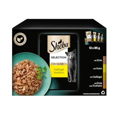Afbeelding van Sheba Selection in Saus Kattenvoer 48 Portiezakjes Gevogelte Variatie voor Volwassen Katten Pak van 4 (4 x 12 85g)