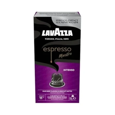 Afbeelding van Lavazza, Espresso Maestro Intenso, 100 aluminium capsules, compatibel met originele Nespresso machines, hout, kruiden en cacao noten, Arabica Robusta, intensiteit 11/13, medium roosteren, geen