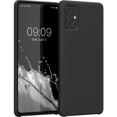Afbeelding van kwmobile telefoonhoesje geschikt voor Samsung Galaxy A71 Hoesje met siliconen coating Smartphone case in zwart