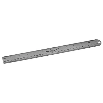 Afbeelding van Westcott E 14176 00 aluminium liniaal, onbreekbaar, 30 cm, cm en inch indeling, grijs