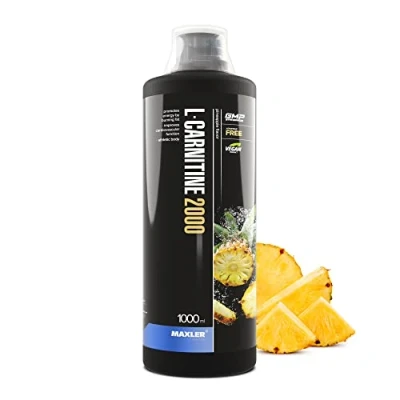 Afbeelding van Maxler L Carnitine Liquid High Dose Veganistisch en suikervrij rijk van smaak optimaal gedoseerd 2000 mg per portie Ananas 1000ml
