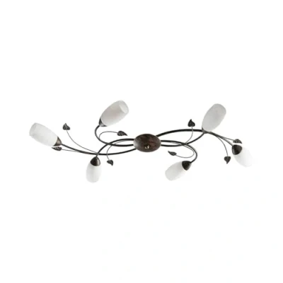 Afbeelding van Lindby plafondlamp 6 lichts Glas, metaal H: 12 cm E14 wit, geborsteld zwartgoud