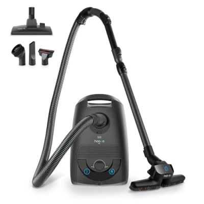 Afbeelding van hoogo B3 + antraciet met flipflop vloerzuigmond stofzuiger zak sterk 850 W zuigvermogen HEPA 14 filter 11 meter radius slechts 74 dB (A) 3 l inhoud