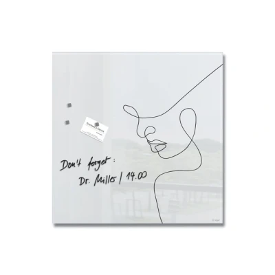 Afbeelding van Sigel glasmagneetbord Artverum 48x48cm wit Line Art SI GL295