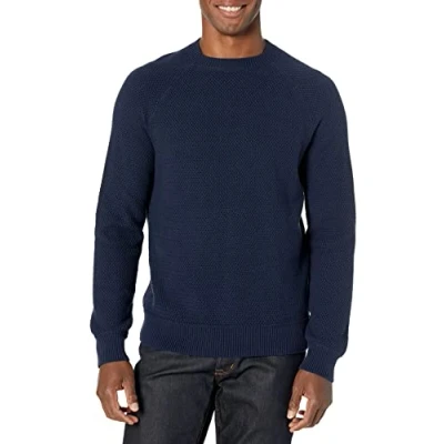 Afbeelding van Amazon Essentials Heren oversized fit getextureerde katoenen trui met ronde hals, marineblauw, X Small