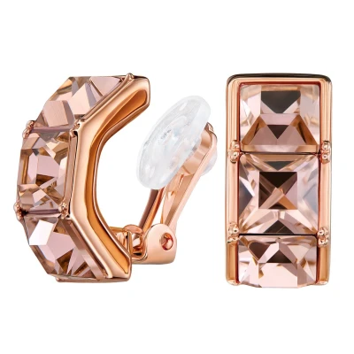 Afbeelding van Traveller Clip Oorbellen Oorclips Dames Rosé Goudkleurig Kristal Roze Verguld 22kt 16 x 8 mm 157627