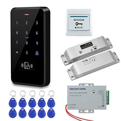 Afbeelding van HFeng IP68 waterdichte kit, toegangscontrolesysteem buitendeuren, RFID toegangscontrole toetsenbord + elektrische valvergrendeling voeding 10 stuks sleutelhanger voor thuis