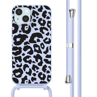 Afbeelding van Apple iPhone 15 Hoesje Siliconen en TPU (zacht) imoshion Softcase/Koordhoesje/Backcover Animal Lila Telefoonhoesje