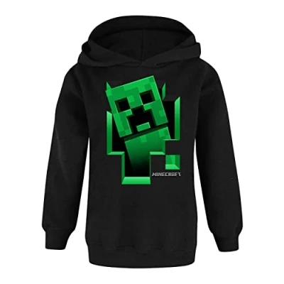 Afbeelding van Minecraft Hoodie Boys Kids Gamer Black Creeper Inside Hooded Jumper 7 8 jaar