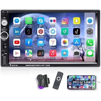 Afbeelding van CAMECHO Android Auto Dubbele Din Autoradio met 7 Inch Scherm,Multimedia Mp5 Speler Bluetooth Handsfree丨Spiegel Link丨FM Radio丨Stuurwielbediening丨SD/USB/AUX