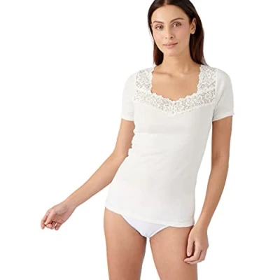 Afbeelding van Damart T shirt met korte mouwen zijdezacht Thermolactyl Vrouwen Wit 50 52 (XL)