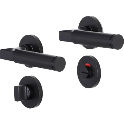 Afbeelding van Deurklink op rozet Aston (Rond, Toiletsluiting, 2 stuks)