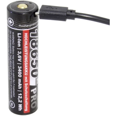 Afbeelding van kraftmax Pro USB Oplaadbare batterij (USB C) 18650 Li ion 3.6 V 3400 mAh