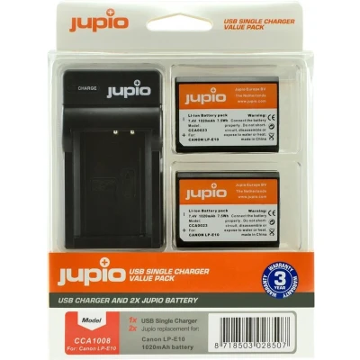 Afbeelding van Jupio Accu Value Pack: 2x Battery LP E10 + USB Single Charger