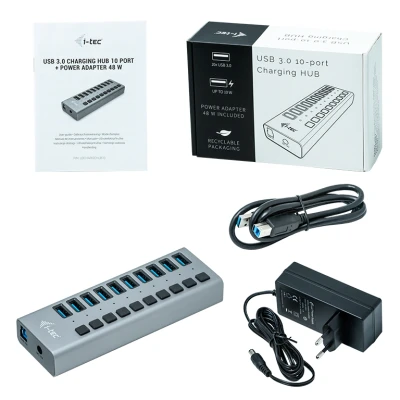 Afbeelding van i Tec USB 3.0 Charging HUB 10 port met externe 48W power adapter U3CHARGEHUB10