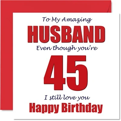 Afbeelding van Grappige 45e Verjaardagskaarten voor Echtgenoot 45 I Still Love You Gelukkige Verjaardagskaart van Vrouw Partner, Vijfenveertig Vijfde Hubby Banter Gifts, 145mm x Grap Humor Wenskaarten